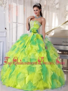 Appliques and Ruffles Floor-length Quinceanera Dress for 2014 Spring
