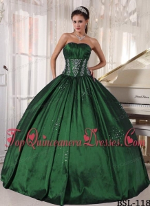 Ball Gown Strapless Floor-length Taffeta Embroidery and Beading Quinceanera Dress