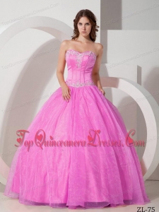 Sweetheart Floor-length Satin and Organza Appliques with Beading Quinceanera Dress