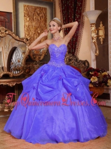 Ball Gown Sweetheart Floor-length Taffeta and Organza Appliques Quinceanera Dress