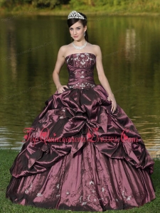 Custom Size Strapless Discount Quinceanera Dress Beaded Decorate With Rust Red