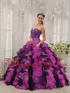 Multi-colored Ball Gown Sweetheart Floor-length Organza Beading Perfect Quinceanera Dress