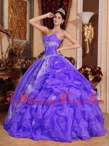 Purple Ball Gown Sweetheart Floor-length Organza Beading Perfect Quinceanera Dress