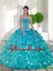 Luxurious Sweetheart Teal Elegant Quinceanera Dresses with Appliques and Ruffled Layers