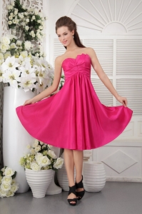 Hot Pink Dama Dress Empire Strapless Knee-length Taffeta Rush