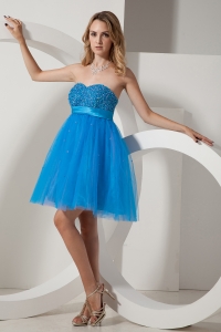 Blue Sweetheart Tulle Beading Dama Dresses for Quinces
