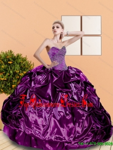 2015 Elegant Beading and Pick Ups Sweetheart Quinceanera Dresses in Purple