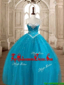 Best Selling Ball Gown Teal Sweet 16 Dress with Beading