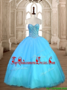 Beautiful Baby Blue Sweet 16 Dress with Beading for Spring
