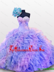 Elegant Beaded and Sequins Sweetheart Quinceanera Dresses for 2015 Fall