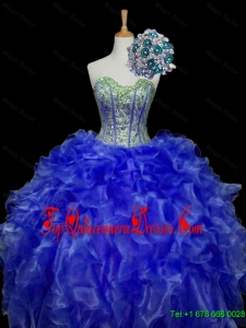 Pretty Sweetheart Blue Sweet 16 Dresses with Sequins and Ruffles for 2015 Fall