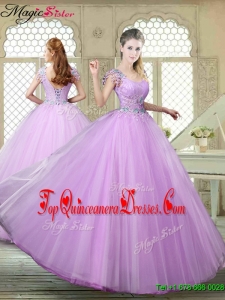 2016 Summer Perfect Ball Gown Scoop Quinceanera Gowns with Appliques