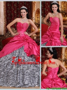 2016 Elegant Ball Gown Hot Pink Quinceanera Gowns with Beading
