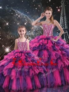 New Style Ball Gown Princesita With Quinceanera Dresses with Beading and Ruffled Layers for Fall