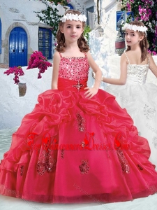 Beautiful Spaghetti Straps New Arrival Kid Pageant Dresses with Appliques and Bubles