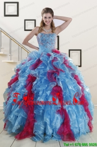 Fashionable Beading Quinceanera Dresses in Multi Color For 2015