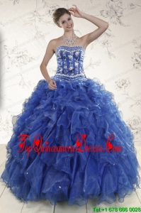 Cheap Beading and Ruffles 2015 Quinceanera Dresses in Royal Blue