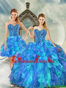Detachable and Elegant New Style Beading and Ruffles Multi-color Quinceanera Dresses for 2015