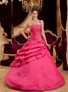 Fuchsia A-line Quinceanera Dress With Beads And Pleats