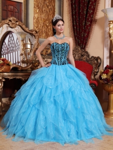 Sweetheart Aqua Blue Quinceanera Dress Embroidery Beading
