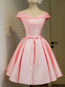 Baby Pink 3 4 Length Sleeve Taffeta Lace Up Damas Dress for Prom and Party and Wedding Party