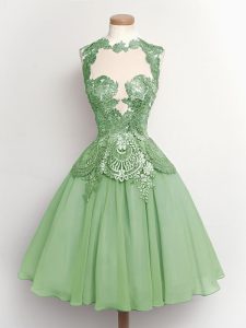 Discount Lace Damas Dress Green Lace Up Sleeveless Knee Length