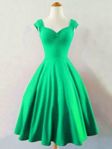 Dark Green Lace Up Quinceanera Court of Honor Dress Ruching Sleeveless Mini Length