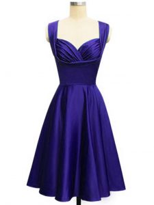 Purple Sleeveless Ruching Knee Length Dama Dress