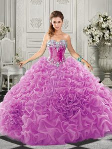 Lilac Quinceanera Gown Sweetheart Sleeveless Court Train Lace Up