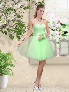 Knee Length Lace Up Damas Dress for Prom and Party with Lace and Belt