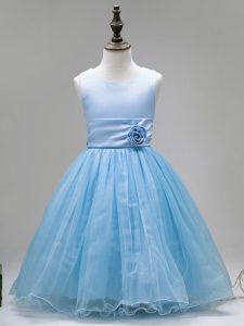 Low Price Scoop Sleeveless Zipper Child Pageant Dress Baby Blue Tulle