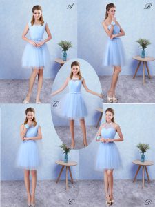 Tulle Sleeveless Knee Length Dama Dress for Quinceanera and Ruching