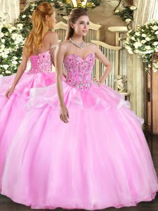 Lilac Sleeveless Organza and Tulle Lace Up Quinceanera Dress for Sweet 16 and Quinceanera