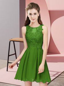Green Sleeveless Mini Length Appliques Zipper Quinceanera Dama Dress