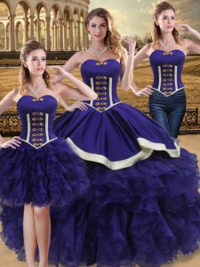 Artistic Purple Sleeveless Organza Lace Up Quinceanera Dresses for Sweet 16 and Quinceanera