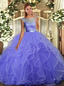 Lavender Scoop Backless Ruffles Quinceanera Dresses Sleeveless