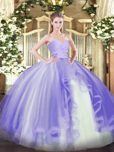 Ball Gowns Sweet 16 Dress Lavender Sweetheart Tulle Sleeveless Floor Length Lace Up