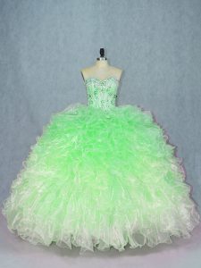Latest Multi-color Sleeveless Floor Length Beading and Ruffles Lace Up Vestidos de Quinceanera