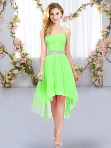 Super High Low Lace Up Quinceanera Dama Dress for Wedding Party with Belt