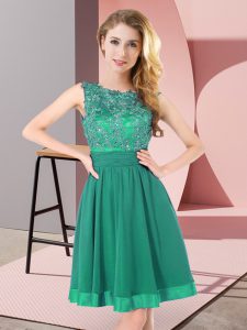 Dynamic Mini Length Backless Court Dresses for Sweet 16 Turquoise for Wedding Party with Beading and Appliques