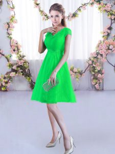 Exceptional Lace Court Dresses for Sweet 16 Green Lace Up Cap Sleeves Mini Length