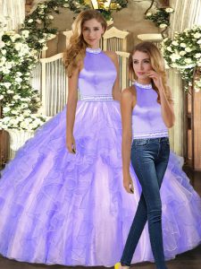 Floor Length Ball Gowns Sleeveless Lavender Quinceanera Dress Backless