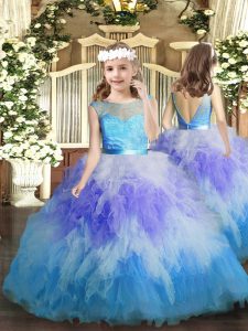 Multi-color Sleeveless Tulle Backless Little Girl Pageant Gowns for Party and Wedding Party