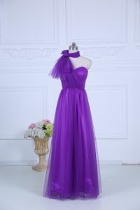 Eggplant Purple Zipper Halter Top Ruching Dama Dress Tulle Sleeveless