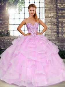 Ball Gowns Quinceanera Gown Lilac Sweetheart Tulle Sleeveless Floor Length Lace Up