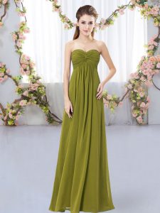 Amazing Olive Green Sleeveless Chiffon Zipper Dama Dress for Wedding Party