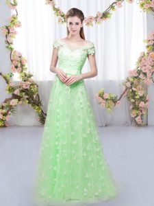 Colorful Off The Shoulder Lace Up Appliques Court Dresses for Sweet 16 Cap Sleeves