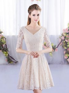 Half Sleeves Mini Length Quinceanera Court Dresses and Lace