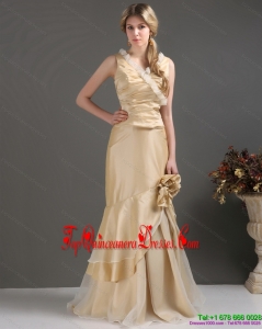 Fashionable Champagne Long Damas Dresses with Ruffles and Hand Made Flower
