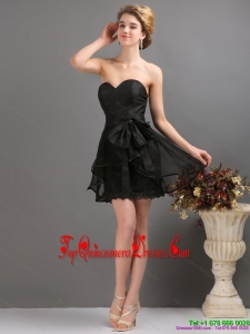 2015 Fashionable Sashe Mini Length Dama Dress in Black